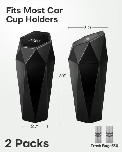 HOTOR Car Trash Can with Lid, Leakproof, Black, 2 Pack - Image 4