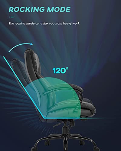 Office Chairs Big And Tall 500Lbs Wide Seat For Heavy People Ergonomic Massage Pu Leather Executive Chair Adjustable Rolling Swivel Computer Desk Chair With Lumbar Support Headrest Task Chair Black #TOP1