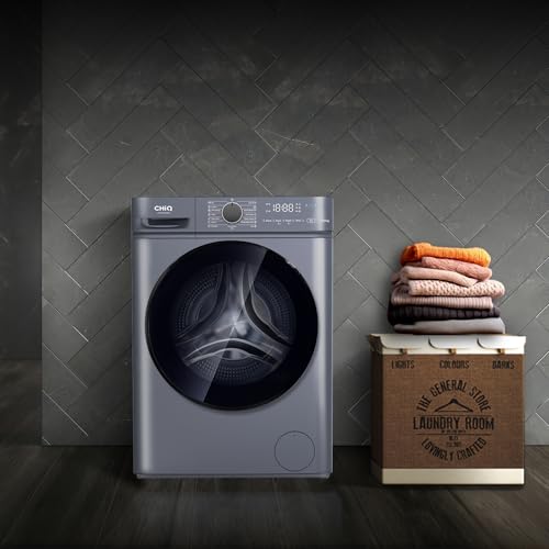 CHiQ Waschmaschine 7kg, InverterMotor, EEK A| 60x46,5x84cm, Große Tür| Eco, Speed Wash, Auto Clean, Kindersicherung|1200 U/Min, Washer Grau, CW07123863AX
