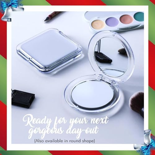 MIRRORVANA Small Compact 15X Magnifying Mirror for Travel - Handheld, Foldable & Very Lightweight - Mini Pocket-Sized Magnified Mirror for Purse - Square 8cm x 8cm