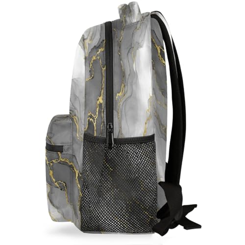 Mochila escolar para estudiantes universitarios con diseño de mármol de tinta 3