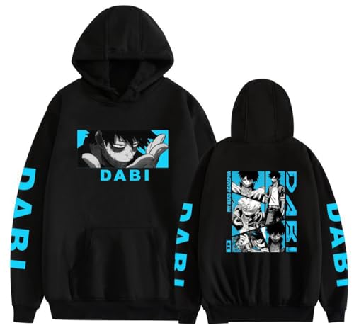 Xuminvty Dabi Anime Hoodie Academia Ochaco Uraraka Sweatshirt Tomura Shigaraki Hero Deku Pullover Kirishima Cosplay (US Alpha Medium Regular Regular Black 6)