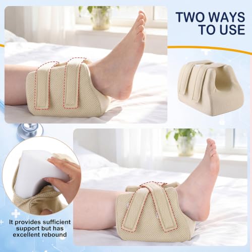 Image of Novabright 2 Pcs 3D Heel Protectors Foot Wedge Pillows Support Boot Bed Sore Pillow for Pressure Sores Bedridden Patients Relief Pressure Ankle Ulcers (Skin Color)