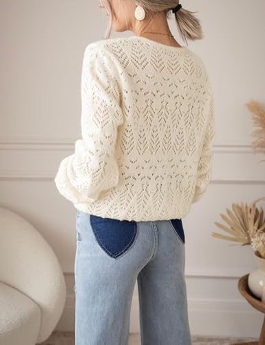 Crochet Cardigan for Women Lightweight Button Up Openwork Knit Cover Up Sweater Long Sleeve 2025 Fall Trendy Outfits2