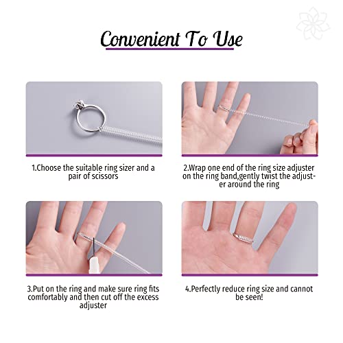 Ring Size Adjuster For Loose Rings - 24 Pack 4 Sizes Invisible Jewelry Sizer For Different Band Widths, Mandrel For Making Jewelry Guard, Spacer, Sizer, Fitter - Spiral Silicone Tightener Set #TOP4