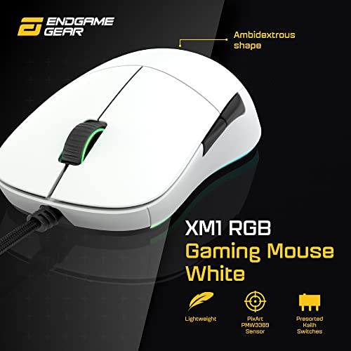 ENDGAME GEAR XM1 Mouse Gaming RGB - sensore PMW3389 - Illuminazione ARGB - CPI da 50 a 16.000 - Cinque Pulsanti - Switch 60M - Bianco - Immagine 1