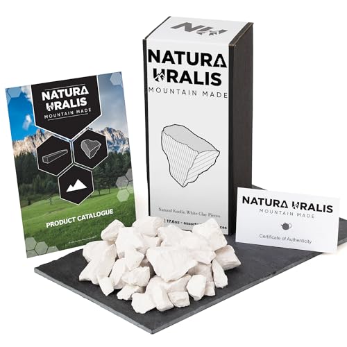 Natura Uralis Arcilla Blanca de Kaolín | 500g de Arcilla Blanca Natural, Blanco Puro a Blanco Roto - Crujido Increíble, Textura Terrosa, Aterciopelada y Firme, Sensación ASMR