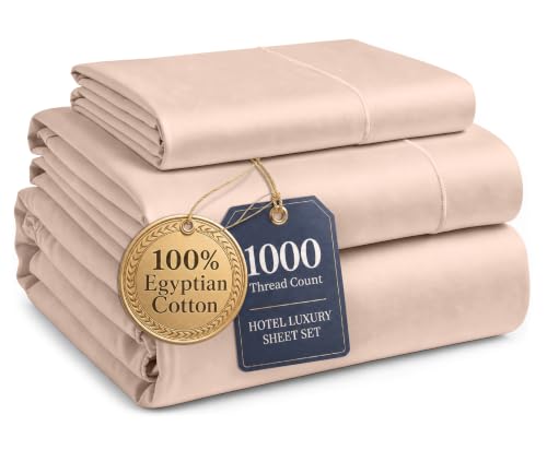 Image of LANE LINEN Twin Sheets Set 100% Egyptian Cotton Sateen - Sepia Rose | Twin Size Sheets - 3-Piece Set, 15 inch Deep-Pocket Snug Fit, 1000 Thread Count, Great For Bunk Beds, Luxe Sheen, Plush