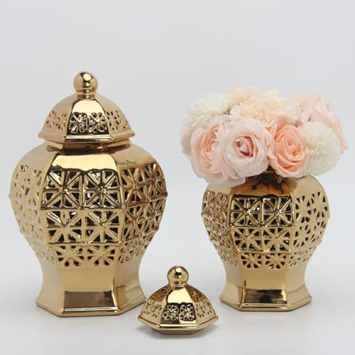 Vase en céramique or moderne pour centre de table de mariage chic