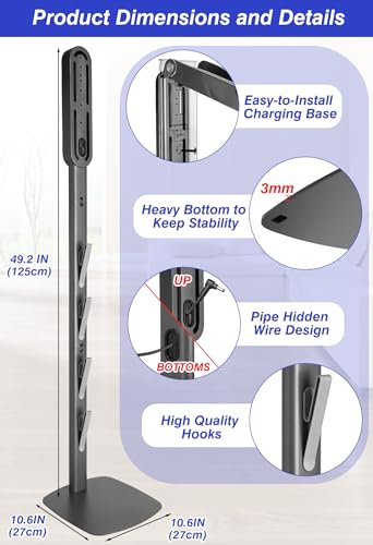 Haturi Vacuum Stand for Dyson Gen5 V15 V12 Detect V11 V10 V8 V7 V6, Vacuum Holder and Metal Storage Bracket Standing dock with Hidden Cord Design for Dyson Handheld Cordless Vacuum Cleaners