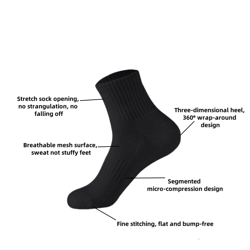 2 Pairs Socks Mens Dress Socks for Business Men Casual Black Long Sock Outdoor Sports Sock (Size: 6-12)2