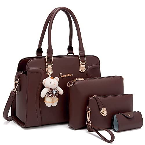 Women's Fashion Handbags Tote Bags Shoulder Bag Top Handle Satchel Purse Set 4pcs