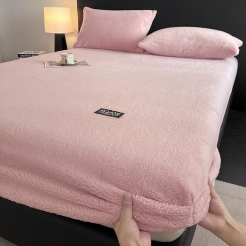 JIANINGHOME Sábana bajera ajustable de franela de 150 x 200 cm, tacto de cachemira, de forro polar