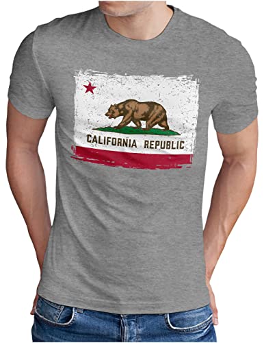 T-shirt California homme gris mélangé OM3 Cali Bear du S au 5XL