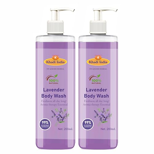 Image of Khadi Herbal Lavender Body Wash - 100% Pure & Natural Shower Gel for All Skin Types - Gently Cleanses, Nourishes & Relaxes Senses with Floral Fragrance - 400ml (Pack of 2)