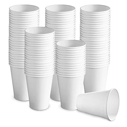 Jooleco 150 count 12 oz White Paper Hot Cups/Disposable Coffee Cups, Party Cups for Hot and Cold Drinks