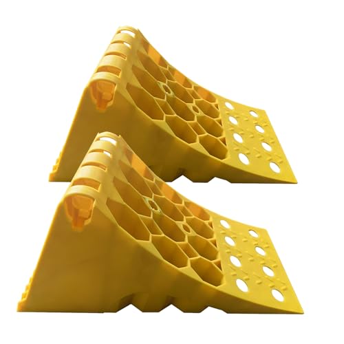 YIFAIIX Trailer Chocks for Wheels, Industrial Grade Wheel Chocks, Eye-catching Yellow Wheel Stopper for Car/RV/Truck, Plastic Vehicle Security Block, 48x20x24cm(L*W*H)