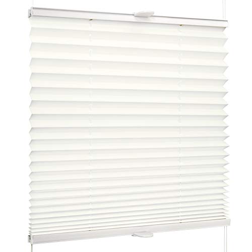 SchattenFreude Basic Klemmfix-Plissee für Fenster | Mit Klemm-Haltern | Ohne Bohren | Naturweiß, Breite: 55cm x Höhe: 130cm