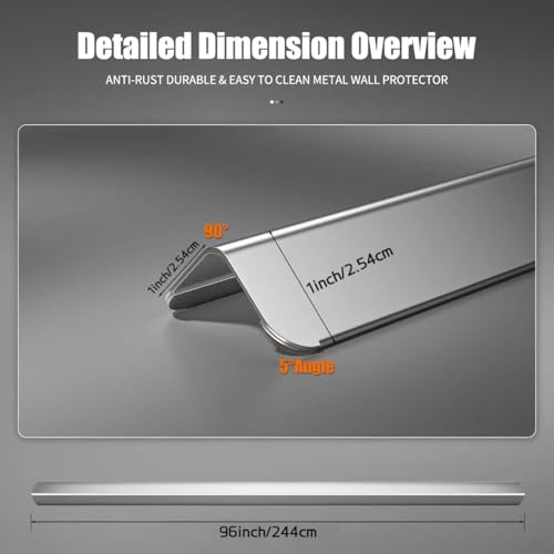 Image of 96x1x1 Inches 304 Stainless Steel Wall Corner Guards (10-Pack) Heavy Duty Rounded Corner Protector, Smooth Folded Edge Design(No Adhesive)