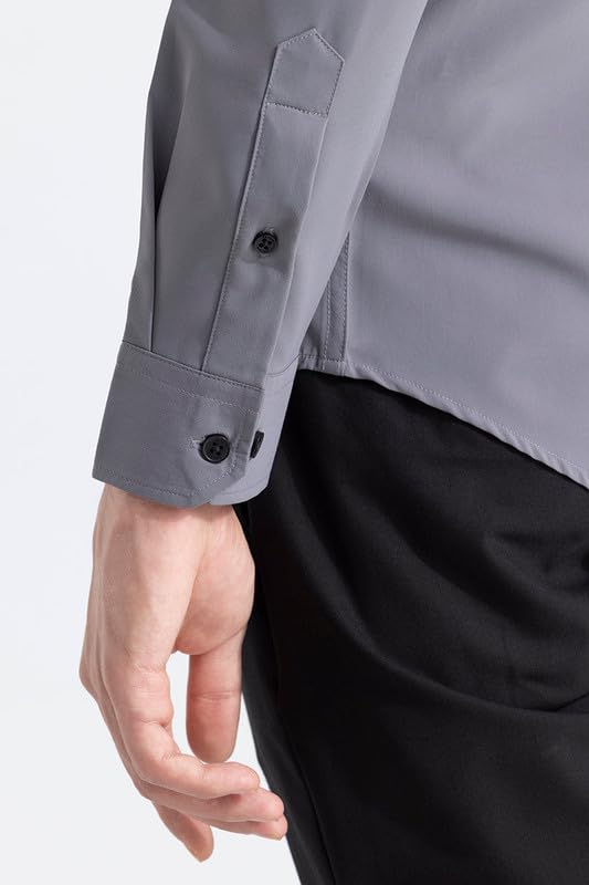 Image of SNITCH Men's Plain Shirts | Formal Wear Streetwear Style | Cotton Spread Full Sleeve Slim Fit Grey