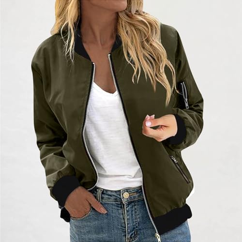 Bomber Jackets for Women 2025 Trendy Stand Collar Zip Up Jacket Loose Varsity Jackets Lightweight Casual Outerwear2