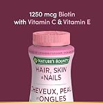 NATURE'S BOUNTY Cheveux, Peau & Ongles, Aide à Maintenir la Santé des Cheveux, de la Peau & des Ongles, Aide au Développement des Os, Dents, Cartilage & Gencives, Aide à la Cicatrisation, Antioxydant, Saveur Crème de Fraise, 200 g