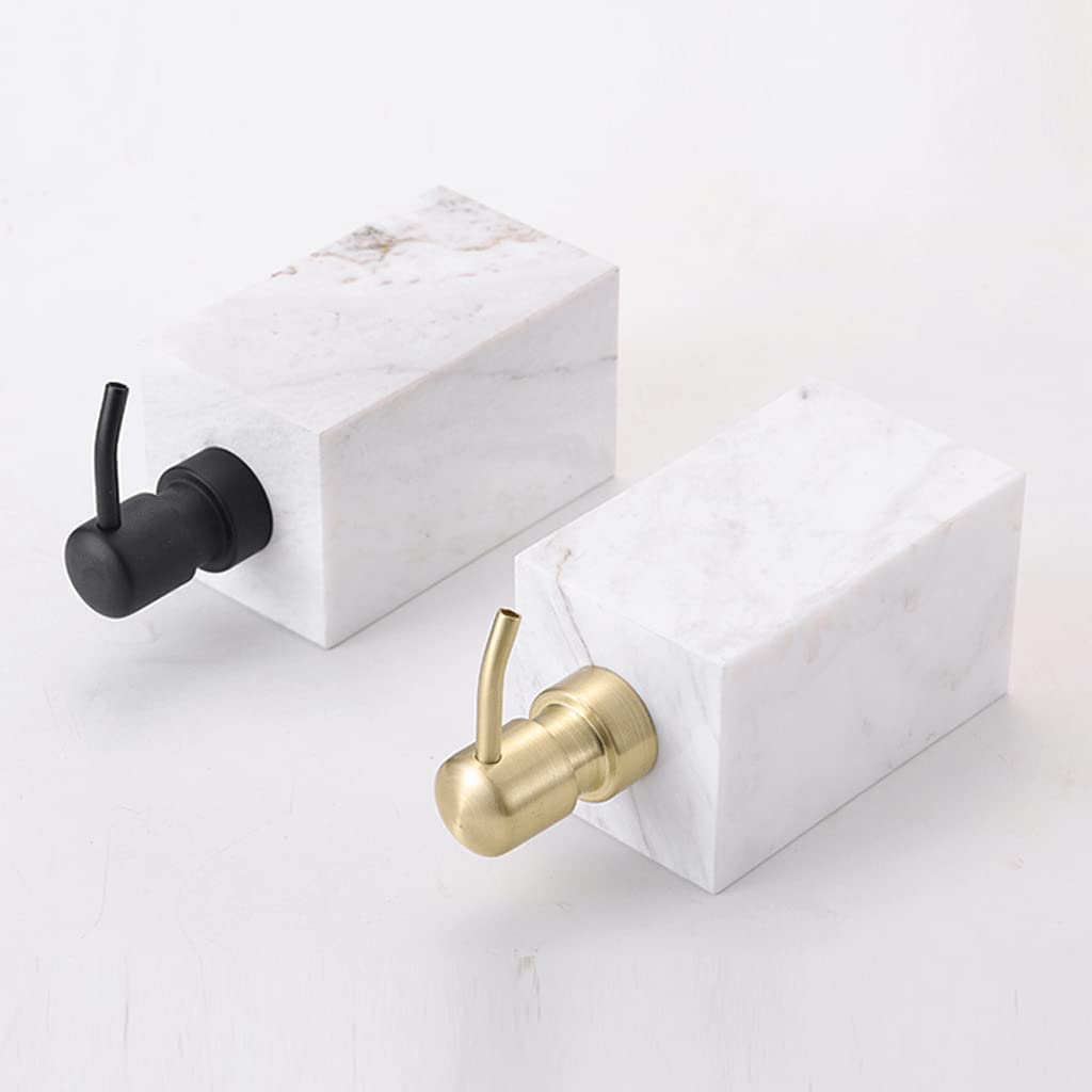 NZPOST Distributore di Sapone Ricaricabile Distributori di lozione per Il Bagno Distributore di Sapone in Marmo Quadrato con Pompa Distributore di Sapone a Pompa a Pressione Manuale da 6,8 Once (Oro)