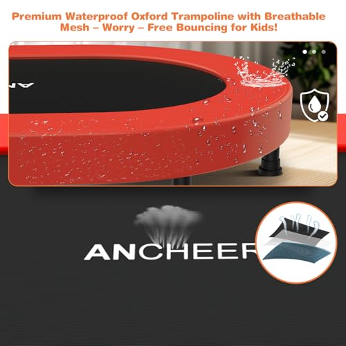 Image of ANCHEER 56 inch Double Mini Trampoline for Kids, Foldable, Indoor, Handlebar
