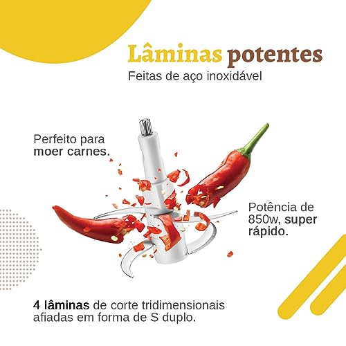 Moedor De Carne Potente Picador de Legumes e Temperos (Rosa)