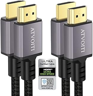 Atvoiti 8K HDMI 2.1 Cable 2M 2Pack, Certified 48Gbps Ultra High Speed Braided HDMI Cable Support 10K 8K60Hz 4K120Hz eARC HDCP 2.2&2.3 Dynamic HDR Dolby Atmos Compatible with PS5 HDTV Monitor and More