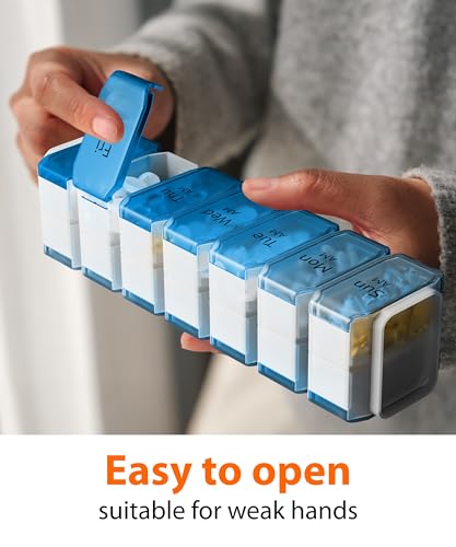 Image of Extra Large Pill Organizer 2 Times a Day - XL Pill Box 7 Day with Big AM /PM Compartments - Fits Large Vitamins, Supplements & Gummies, for 7 or 14-Day Use, Color-Coded, Senior-Friendly, No Spills