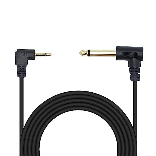 Câble audio 3,5 mm vers 6,35 mm mono coudé 1,8m pour guitare et ampli