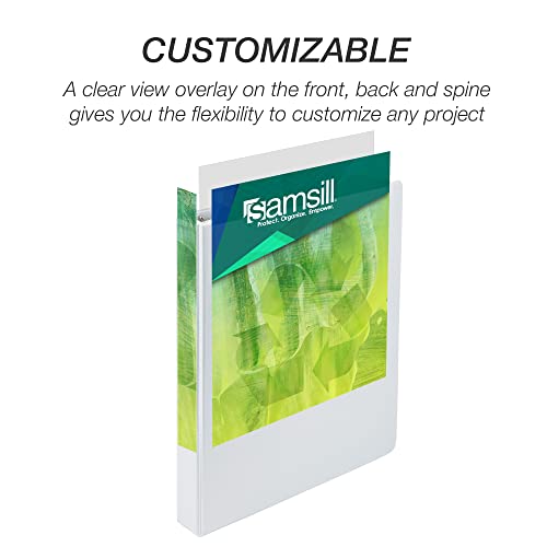Image of Samsill Plant-Based 1 Inch Durable Round Ring, View Binder, Eco-Friendly, USDA Certified Biobased, 6 Pack, White