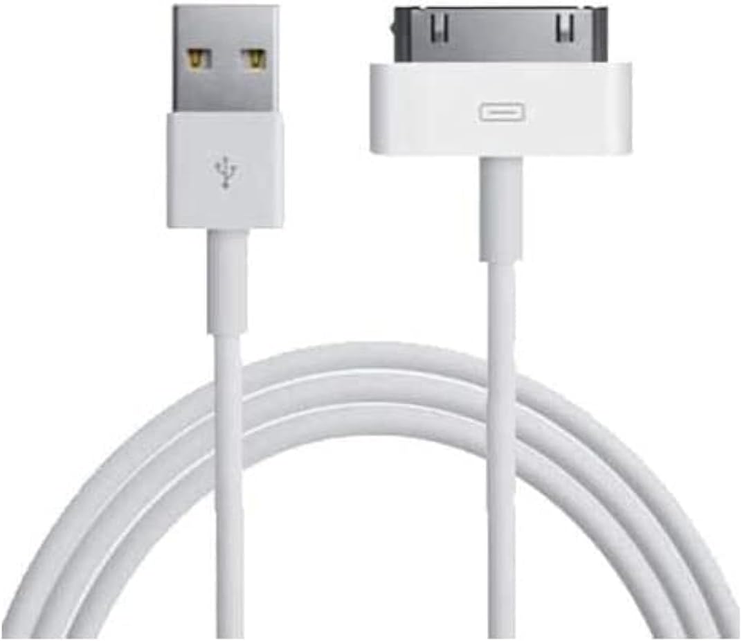 NTECH USB Cable Compatible With iPod/Nano/iPod/Touch/iPod Classic/iPod Video) & i-iPhone 3G/3GS/4/4S) & (iPad 1/2/3 & Others With 30-Pin Connectors - USB Charging And Sync Cable Lead - White