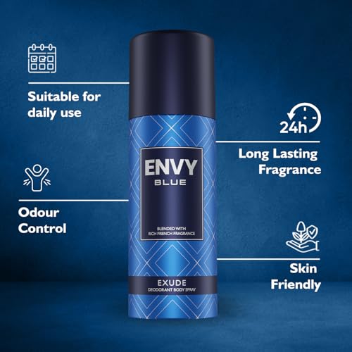 Image of Envy Exude Deodorant For Men - 165 ML Each, Pack of 2 | Long Lasting Deodorant