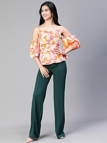 Image of oxolloxo Women Floral Print Cold Shoulder Strap Top