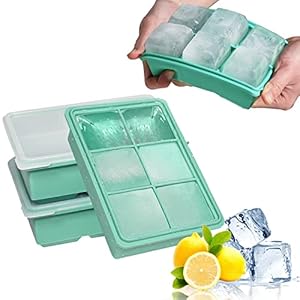 LessMo 3 Pezzi Vassoio per Cubetti di Ghiaccio, 18 Griglie, Grande Stampi per Ghiaccio in Silicone con Coperchio, Certificato LFGB, senza BPA, per Alimenti per Bambini, Cocktail, Whisky