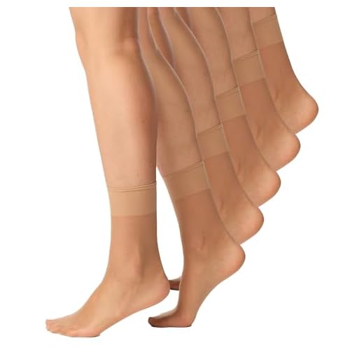 Nur Die 5er Pack Söckchen Seidenfein 15 DEN transparente Nylon Feinsöckchen seidig glänzend breiter Komfortbund Damen, amber, one size