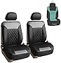 FH Group Deluxe Faux Leather Diamond Pattern Front Set Car Seat Cushions with Gift- Universal Fit for Cars, Trucks, & SUVs (Gray / Black)