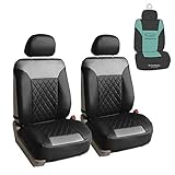 FH Group Deluxe Faux Leather Diamond Pattern Front Set Car Seat Cushions with Gift- Universal Fit...