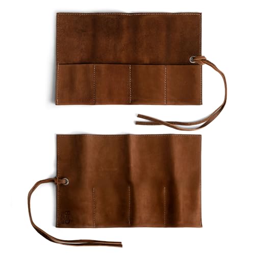 Image of Hide & Drink, Leather Watch Roll Organizer Handmade from Full Grain Leather, Holds Up to 4 Watches, Easy Carry On Watchlover Storage (Swayze Suede)