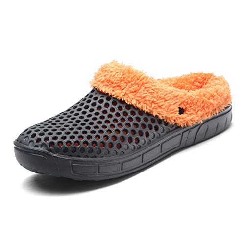 Herren Damen Winter Warm Hausschuhe Clogs Schlüpfen Garten Pelz Gefüttert Slipper Schuhe Grau 43 EU Cover
