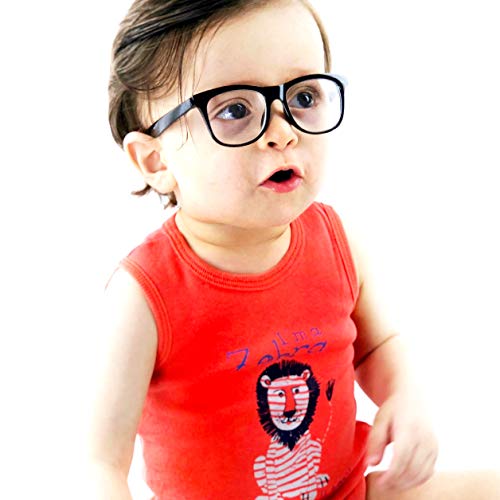 Style Vault Kd210 Infant Baby Toddlers Age 0-24 Months 80S Retro Hipster Glasses Sunglasses (80S Black-Clear) #TOP4