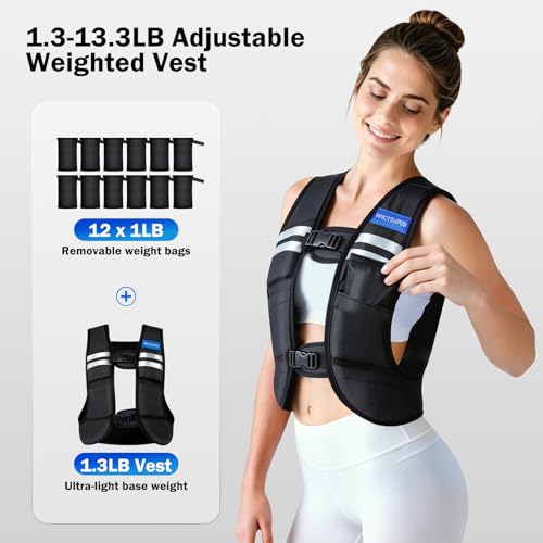 Image of Adjustable Washable Weighted Vest for Women Men, Flexible Cushioning & 4-Layer Breathable Fabric, V-Neck for Walking, Running & Strength Training