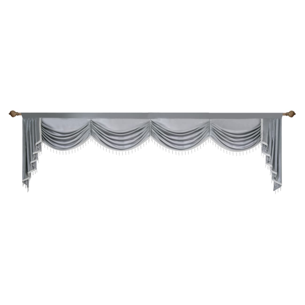 Cantonnière cascade jacquard gris 250cm style royal pour habiller vos fenêtres avec élégance