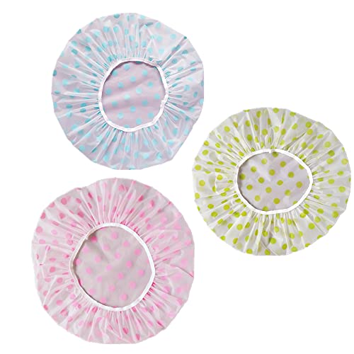 MMSSY 3 Piezas Gorros de Ducha, Impermeable Grande Reutilizables de Baño Elástico Lavables de Pelo, Banda de Pelo para Mujeres Niña el Cuidado del Maquillaje Balneario Cover