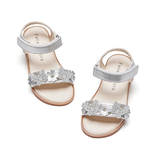 Image of Felix & Flora Toddler Girl Sandals -Flower Girl Dress Shoes Open Toe Little Kid Flats