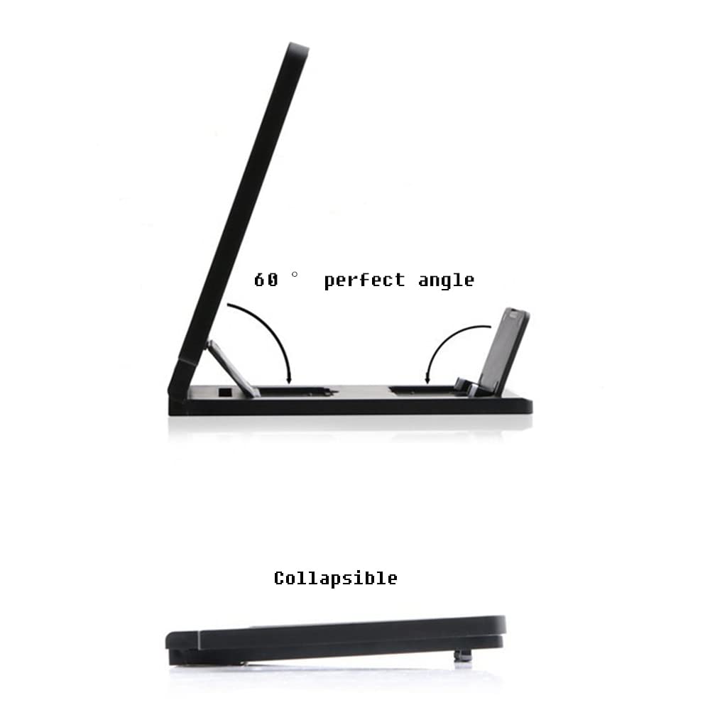 proiettore da tavolo per smartphone, Amplificatore video mobile 3D SmartStand, lente d'ingrandimento per film(Black)