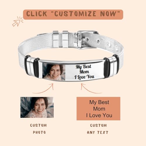 Personalized Memorial Bracelet,Photo Bracelet Customized Picture,Memory Jewelry,Custom Memorial gifts for Women/Men (Gift Box)3