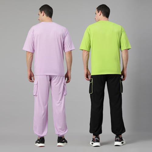 Image of CHKOKKO Men Printed Casual Summer Wear Coords Stylish Gents Cord Set Half Sleeves Co Ord Track Suit Round Neck Western Co-ord Set